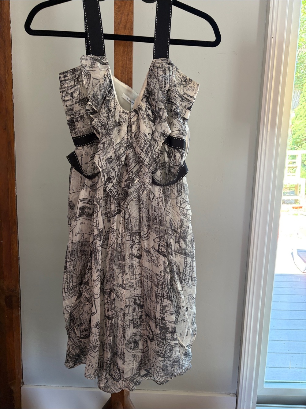Black and White Printed Ruffled Sundress